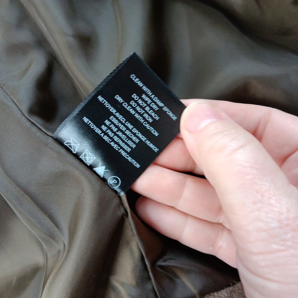 Suede Jacket Womens SMALL Moto Beige Taupe Rock Y2K‎ Leather Khaki Grunge Biker - Picture 8 of 14